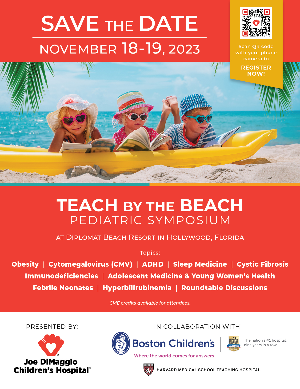2023 Joe DiMaggio Children's Hospital & Boston Children's Hospital Pediatric Symposium Banner